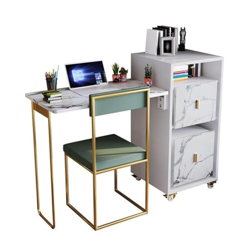Computertisch Multifunktionaler zusammenklappbarer Bürotisch, Computertisch mit Rollen, bewegliche Bücherregal-Schreibtischkombination, kann den Stuhl verstecken Home-Office-Schreibtische ( Color : D von GUERNSEY