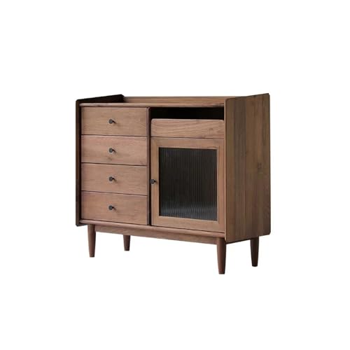 GUERNSEY Anrichte 100x38x87cm Retro Massivholz Eingangsbereich Lagertisch, Walnuss Küchenschrank, Kaffee und Tee Lagerung Buffetschrank von GUERNSEY