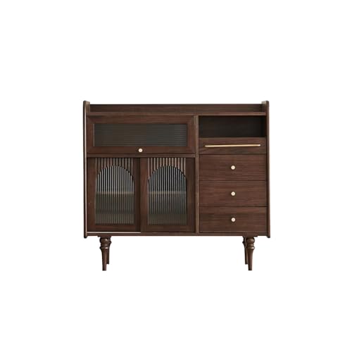GUERNSEY Anrichte 110 x 40 x 100 cm Retro-Walnussfarben-Eingangs-Aufbewahrungstisch, einfacher multifunktionaler Schrank, Moderne Aufbewahrungsmöbel aus Glas for Zuhause Buffetschrank von GUERNSEY