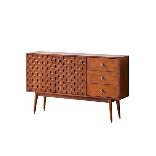 GUERNSEY Anrichte 140x45x86cm Retro Massivholz Eingangsbereich Aufbewahrungstisch, Quadratische Aufbewahrung Wohnzimmer Kommode, Moderne Aufbewahrungsmöbel Buffetschrank von GUERNSEY