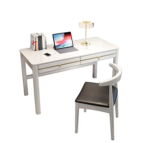 GUERNSEY Computertisch Workstation Study Tisch Schreibtisch Classic Home Office Laptop Schreibtisch Mit Zwei Schubladen Und Stuhl Schreibtisch für Schlafzimmer (Color : C, Size : 140x60x75cm) von GUERNSEY