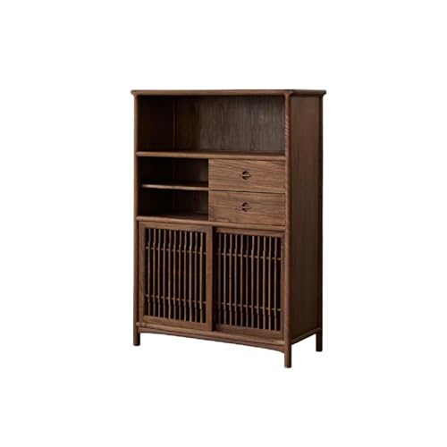 GUERNSEY Sideboard 90 x 38 x 126 cm, chinesischer Walnussholz, Küchenschrank, Eingangstisch, Wohnzimmer-Sofa-Möbel, geeignet für Geschirr und Tee-Set, Aufbewahrung, Buffetschrank von GUERNSEY
