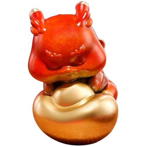 GUERNSEY Statuen-Ornament zum Anziehen von Reichtum Home Bronze Drachen Ornamente Desktop Kunsthandwerk Wohnzimmer Büro Bücherregal Vitrine Chinesische Dekorationen Reichtumsdekor von GUERNSEY