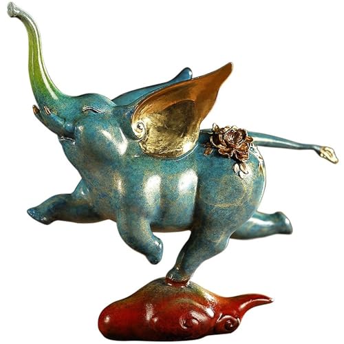 GUERNSEY Statuen-Ornament zum Anziehen von Reichtum Home Bronze Elefant Desktop Ornamente Wohnzimmer Handgemachte Statue Dekoration Handwerk Büro Vitrine Reichtumsdekor von GUERNSEY