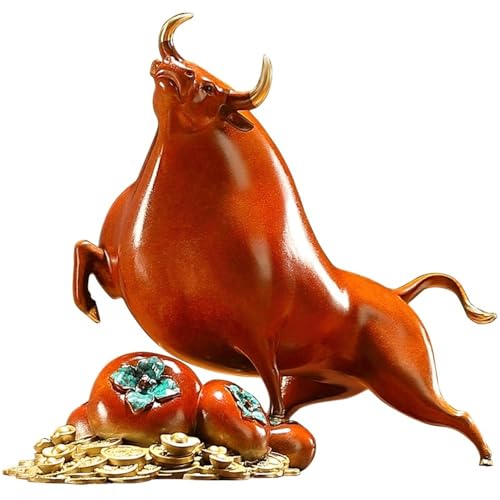 GUERNSEY Statuen-Ornament zum Anziehen von Reichtum Home Bronze Kuh Ornamente Wohnzimmer Handgemachte Statue Vitrine Büro Desktop Dekoration Auspicious Handwerk Reichtumsdekor von GUERNSEY