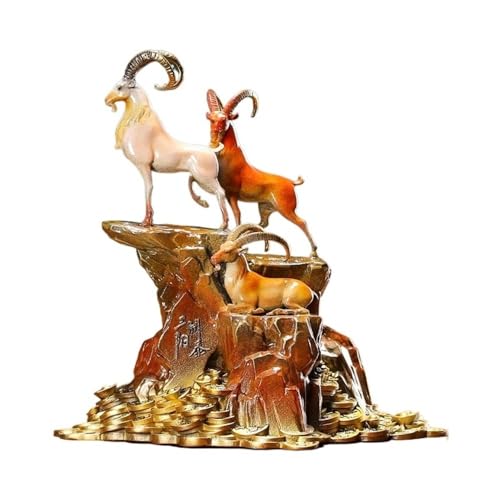 GUERNSEY Statuen-Ornament zum Anziehen von Reichtum Home Bronze Schaf Ornamente Wohnzimmer Büro Desktop Dekoration Auspicious Handwerk Statue Vitrine Reichtumsdekor von GUERNSEY