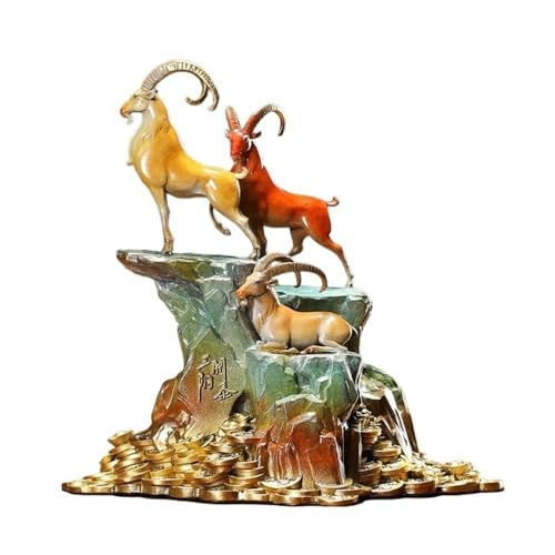 GUERNSEY Statuen-Ornament zum Anziehen von Reichtum Home Bronze Schaf Ornamente Wohnzimmer Büro Desktop Dekoration Auspicious Handwerk Statue Vitrine Reichtumsdekor von GUERNSEY