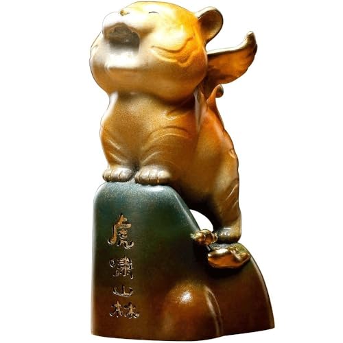 GUERNSEY Statuen-Ornament zum Anziehen von Reichtum Home Bronze Tiger Auspicious Ornamente Wohnzimmer Handgemachte Statue Vitrine Büro Desktop Dekoration Handwerk Reichtumsdekor von GUERNSEY