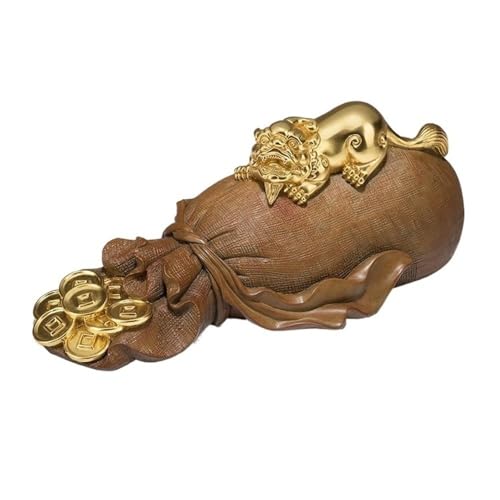 GUERNSEY Statuen-Ornament zum Anziehen von Reichtum Kreative Kupfer Glück Statue Desktop Ornamente Hause Wohnzimmer Büro Dekoration Handgemachte Handwerk Reichtumsdekor von GUERNSEY