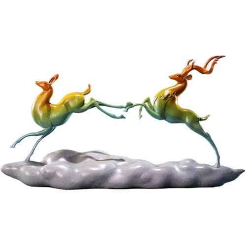GUERNSEY Statuen-Ornament zum Anziehen von Reichtum Kreative Kupfer Hirsch Desktop Ornamente Hause Wohnzimmer Handgemachte Statue Büro Vitrine Dekoration Handwerk Reichtumsdekor von GUERNSEY
