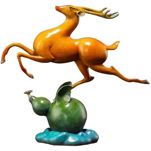 GUERNSEY Statuen-Ornament zum Anziehen von Reichtum Kreative Kupfer Hirsch Desktop Ornamente Hause Wohnzimmer Handgemachte Statue Büro Vitrine Handwerk Reichtumsdekor von GUERNSEY