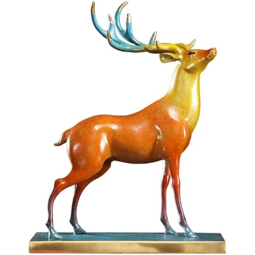 GUERNSEY Statuen-Ornament zum Anziehen von Reichtum Kreative Kupfer Hirsch Desktop Ornamente Hause Wohnzimmer Handgemachte Statue Handwerk Büro Studie Vitrine Reichtumsdekor von GUERNSEY