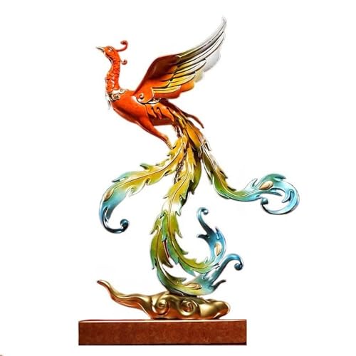 GUERNSEY Statuen-Ornament zum Anziehen von Reichtum Kreative Kupfer Phoenix Desktop Ornamente Hause Wohnzimmer Handgemachte Statue Handwerk Büro Bücherregal Vitrine Reichtumsdekor von GUERNSEY