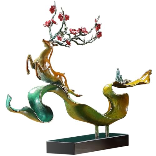 GUERNSEY Statuen-Ornament zum Anziehen von Reichtum Kreative Kupfer Sika Deer Desktop Ornamente Hause Wohnzimmer Handgemachte Statue Handwerk Büro Bücherregal Vitrine Reichtumsdekor von GUERNSEY