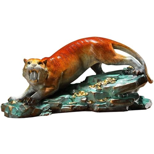 GUERNSEY Statuen-Ornament zum Anziehen von Reichtum Kreative Kupfer Tiger Desktop Ornamente Hause Wohnzimmer Handgemachte Statue Handwerk Büro Bücherregal Vitrine Reichtumsdekor von GUERNSEY