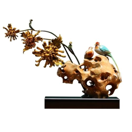 GUERNSEY Statuen-Ornament zum Anziehen von Reichtum Kreative Kupferblume Desktop-Ornamente Home Wohnzimmer Büro Vitrine Handgefertigte Statuen Chinesisches Kunsthandwerk Reichtumsdekor von GUERNSEY