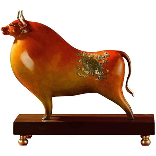 GUERNSEY Statuen-Ornament zum Anziehen von Reichtum Kreative Kupferkuh-Ornamente for Zuhause, Wohnzimmer, Schreibtisch-Dekoration, Kunsthandwerk, Büro, Vitrine, handgefertigte Statuen Reichtumsdekor von GUERNSEY