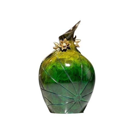 GUERNSEY Statuen-Ornament zum Anziehen von Reichtum Kreative Lotusblattvase, Kupfer-Veranda-Ornamente, alle Messing-Handwerksornamente, Wohnzimmer-Veranda-TV-Schrank-Dekoration Reichtumsdekor von GUERNSEY