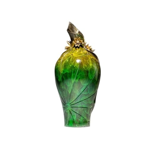 GUERNSEY Statuen-Ornament zum Anziehen von Reichtum Kreative Lotusblattvase, Kupfer-Veranda-Ornamente, alle Messing-Handwerksornamente, Wohnzimmer-Veranda-TV-Schrank-Dekoration Reichtumsdekor von GUERNSEY
