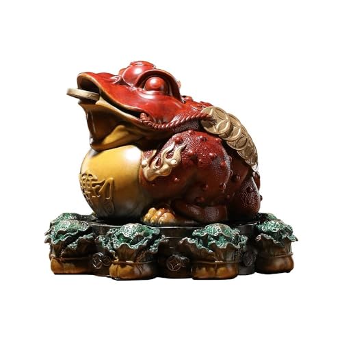 GUERNSEY Statuen-Ornament zum Anziehen von Reichtum Kreative goldene Kröte aus Kupfer, die Glück anzieht, for das Wohnzimmer zu Hause, Vitrine im Büro oder den Schreibtisch Reichtumsdekor von GUERNSEY
