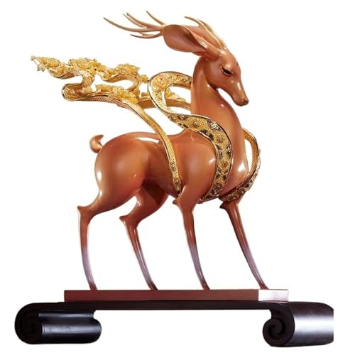 GUERNSEY Statuen-Ornament zum Anziehen von Reichtum Vintage Kupfer Hirsch Ornamente Hause Dekoration Kreative Schreibtisch Desktop Wohnzimmer Eingang Büro Bronze Statue Reichtumsdekor von GUERNSEY