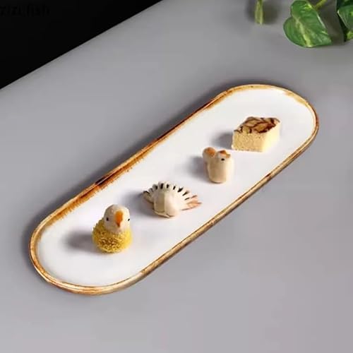 Snack-Schalen Retro Kreative Keramik Lange Platte Restaurant Sushi Dessert Snack- und Dipschalen von GUERNSEY