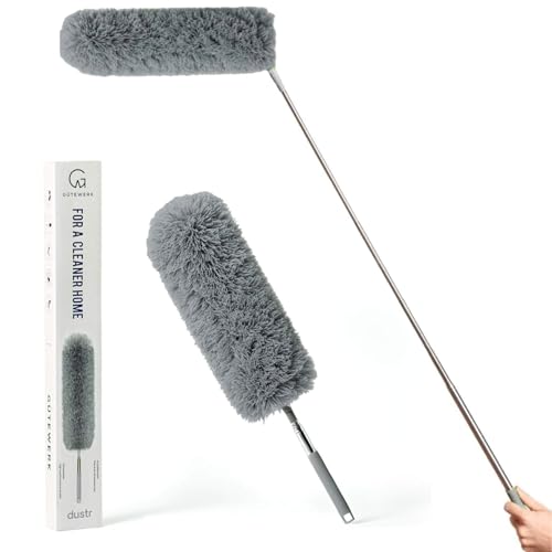 Ausziehbarer Staubwedel, Mikrofaser-Staubwedel, Deckenventilator-Staubwedel, Feder-Staubwedel zum Reinigen, Staubreiniger, Spinnennetz-Staubwedel - Elektrostatischer biegbarer Kopf - bis zu 254 cm von GÜTEWERK