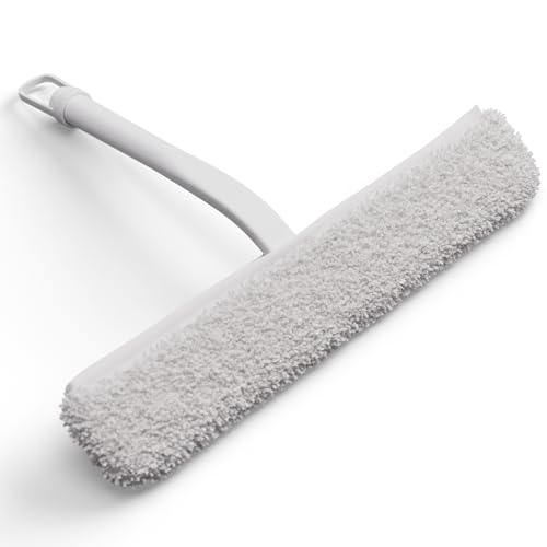 Duschabzieher & Microfaserbezug, 28cm Abzieher Dusche, Hygienischer Abzieher für Badezimmer, Duschwand, Autoscheiben & Fenster, Silikon Badezimmer Zubehör & Fensterabzieher von GÜTEWERK