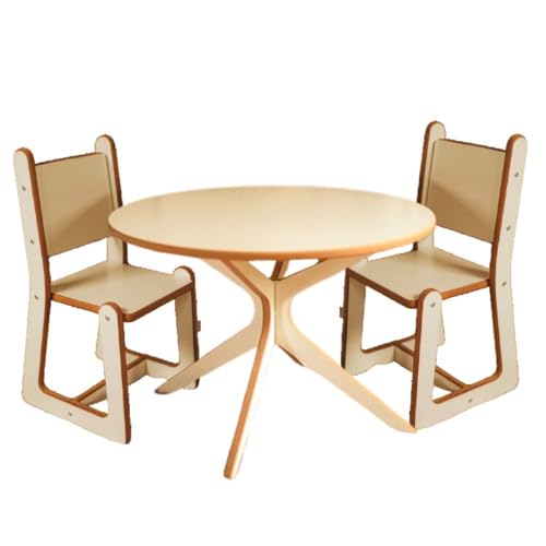 GUGI - Runder Kindertisch aus Holz mit 2 Stühlen 70x70x47 cm - Weißer Spieltisch fürs Kinderzimmer mit abgerundeten Kanten - Tisch für Kinder zum Spielen und Lernen GUGI - Runder Kindertisch aus Holz mit 2 Stühlen 70x70x47 cm - Weißer Spieltisch fürs Kinderzimmer mit abgerundeten Kanten - Tisch für Kinder zum Spielen und Lernen von GUGI
