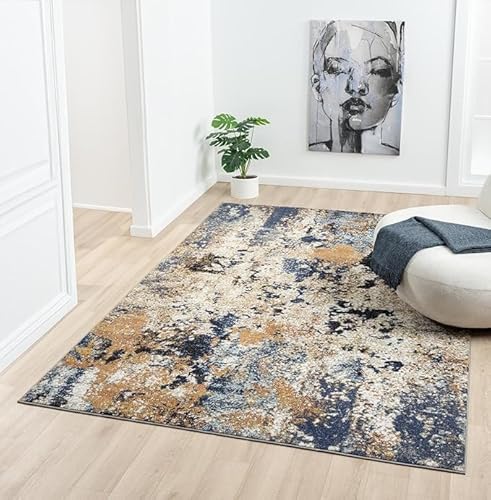 Flur rutschfest Teppich Schmalen Gang Wohnzimmer Schlafzimmer Rechteck Leicht Zu Reinigen Teppich Moderne Abstrakte Tinte Stil Blau, 80 x 180 cm Flur rutschfest Teppich Schmalen Gang Wohnzimmer Schlafzimmer Rechteck Leicht Zu Reinigen Teppich Moderne Abstrakte Tinte Stil Blau, 80 x 180 cm von GUGJHFVH