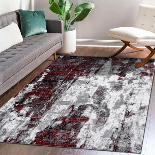 Flur rutschfest Teppich Schmalen Gang Wohnzimmer Schlafzimmer Rechteck Leicht Zu Reinigen Teppich Moderner Tintenstil Rot, 80 x 180 cm Flur rutschfest Teppich Schmalen Gang Wohnzimmer Schlafzimmer Rechteck Leicht Zu Reinigen Teppich Moderner Tintenstil Rot, 80 x 180 cm von GUGJHFVH