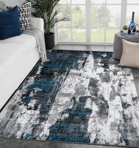 GUGJHFVH Bereich Teppiche Wohnzimmer Schlafzimmer Schlafsaal Weiche Indoor Waschbarer Teppich rutschfeste Rückseite Modernes Tintenblau, 120 x 170 cm von GUGJHFVH