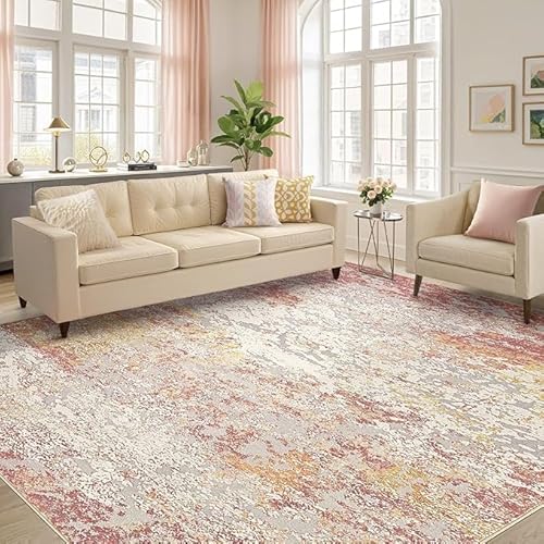 GUGJHFVH Teppich Läufer Küchenläufer, Esszimmer, Schlafzimmer Kurzflor Waschbar Weich Teppich Moderner Tintenstil Hellrot, 80 x 150 cm von GUGJHFVH