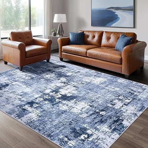 GUGJHFVH Teppich Läufer Küchenläufer, Esszimmer, Schlafzimmer Kurzflor Waschbar Weich Teppich Modernes Tintenblau, 80 x 150 cm von GUGJHFVH