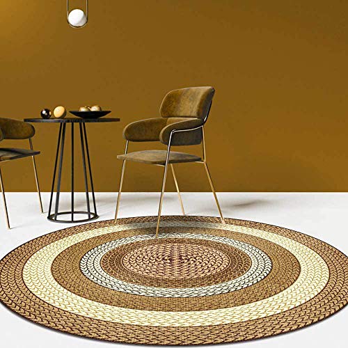 GUGJHFVH Teppich Rund Gelb, Ø 50 cm, Rutschfest, Waschbar, Retro von GUGJHFVH