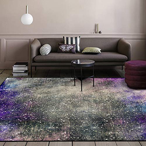 GUGJHFVH Teppich Schlafzimmer Wohnzimmer Kurzflor Teppiche，Waschbar Weich rutschfest，moderner lila Sternenhimmel，200 x 300 cm von GUGJHFVH