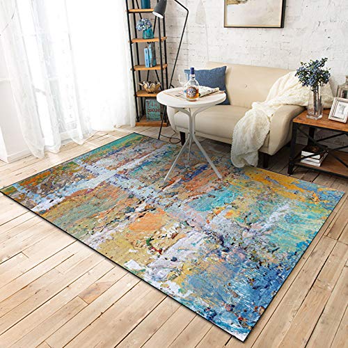 GUGJHFVH Teppich Waschbarer für Schlafzimmer Esszimmer Wohnzimmer rutschfest ，Stilvolles, farbenfrohes abstraktes Ölgemälde，160 x 230 cm von GUGJHFVH