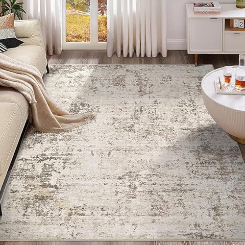 GUGJHFVH Teppich Wohnzimmer, Waschbar Teppiche für Schlafzimmer, Arbeitszimmer Büro Flur Kurzflor Moderner Tintenstil in Grau, 140 x 200 cm von GUGJHFVH