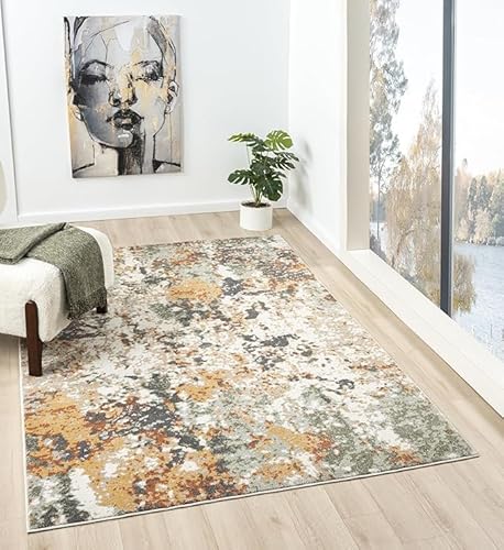 GUGJHFVH Teppich Wohnzimmer Kurzflor Für Esszimmer Flur, Schlafzimmer Carpet Pflegeleicht Waschbarer Moderne Abstrakte Tinte Stil Braun, 150 x 210 cm von GUGJHFVH