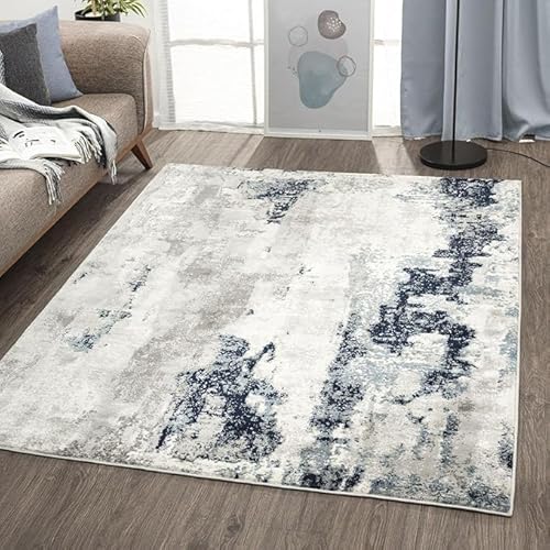 GUGJHFVH Teppich Wohnzimmer Kurzflor Für Esszimmer Flur, Schlafzimmer Carpet Pflegeleicht Waschbarer Modernes Tintenblau, 150 x 210 cm von GUGJHFVH