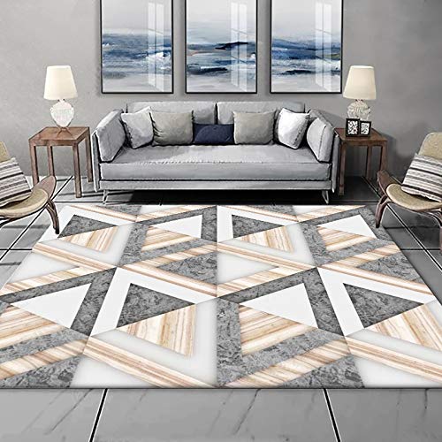 GUGJHFVH Teppiche für Wohnzimmer Schlafzimmer Esszimmer rutschfest Weich，Modernes, einfaches Dreiecksspleißen，150 x 180 cm von GUGJHFVH