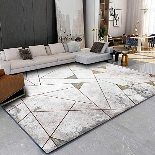 GUGJHFVH Teppiche für Wohnzimmer Schlafzimmer Esszimmer rutschfest Weich,Stilvolle Moderne Dreieckslinien,150 x 180 cm von GUGJHFVH