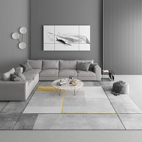GUGJHFVH Waschbar rutschfest Kurzflor Teppich Für Schlafzimmer Für Wohnzimmer Esszimmer Und Flur Pflegeleicht Modernes Geometrisches Patchwork in Grau, 120 x 180 cm von GUGJHFVH
