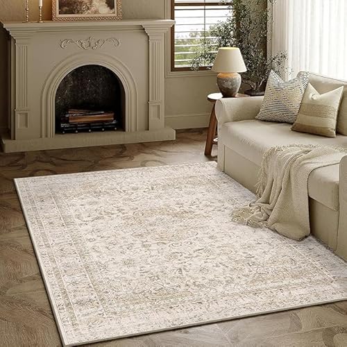 GUGJHFVH Wohnzimmer Dünner Teppich Maschinenwaschbar Decor Teppich Retro Ethno-Stil Grau Beige, 120 x 160 cm GUGJHFVH Wohnzimmer Dünner Teppich Maschinenwaschbar Decor Teppich Retro Ethno-Stil Grau Beige, 120 x 160 cm von GUGJHFVH