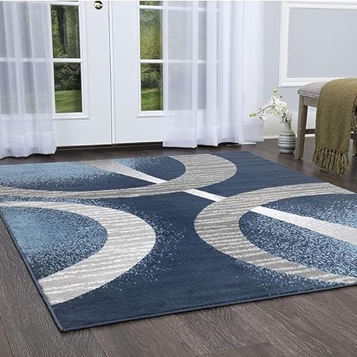 Home Für Teppich Wohnzimmer Weich rutschfest Pflegeleicht Moderne Geometrische Linien Blau, 120 x 200 cm von GUGJHFVH