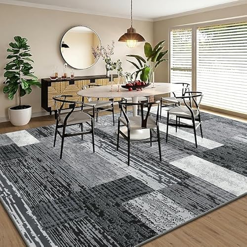 Home Schlafzimmer Weich rutschfest Pflegeleicht Nicht Verziehender Carpet Modernes Geometrisches Patchwork in Grau, 150 x 180 cm von GUGJHFVH