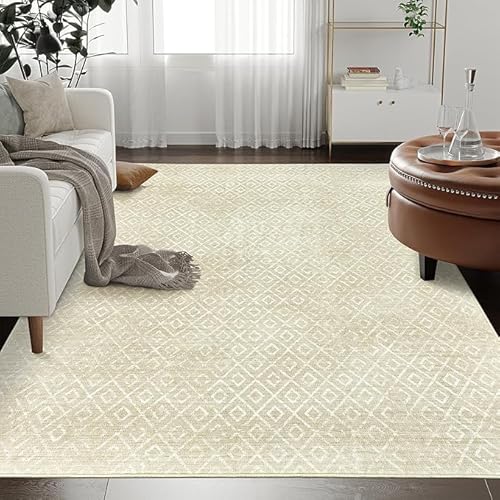 Kurzflor Weich Teppich Für Wohnzimmer, Schlafzimmer, Waschbarer rutschfest Teppiche Für Esszimmer Küche Moderne Abstrakte Raute Gelb, 160 x 230 cm von GUGJHFVH