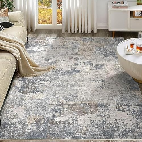 Wohnzimmer Kurzflor Teppich Schlafzimmer Waschbar rutschfest Bodenteppich Korridor Spielzimmer Weich Teppich Moderner Tintenstil in Grau, 160 x 190 cm von GUGJHFVH