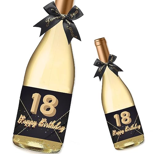 GUGUGO 10 Stück 18. Geburtstags Flaschenetiketten Set, Geschenke zum 18 Geburtstag, Happy Birthday Etikett, Personalisierte Aufkleber Weinflaschen Selbstklebend Geburtstags Geschenk für Frauen Männer von GUGUGO