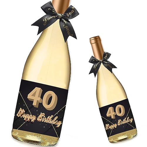 GUGUGO 10 Stück 40. Geburtstags Flaschenetiketten Set, 40 Geburtstag Geschenk, Happy Birthday Etikett, Personalisierte Aufkleber Weinflaschen Selbstklebend Geschenke Deko 40. Geburtstag Frau Mann von GUGUGO